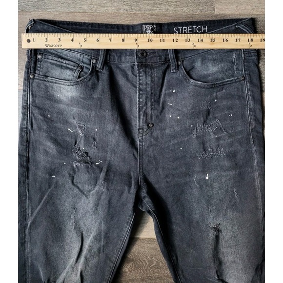 PRPS Mens Warlock Drop Skinny Fit Stretch‎ Distressed Repair Black Jeans Size 36 - Picture 6 of 13